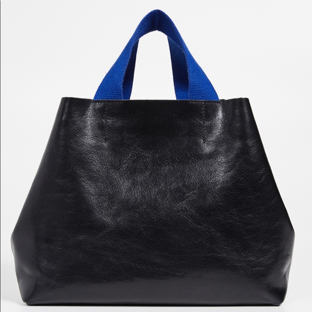Clare V. Bateau Tote - Black Cowhide Leather